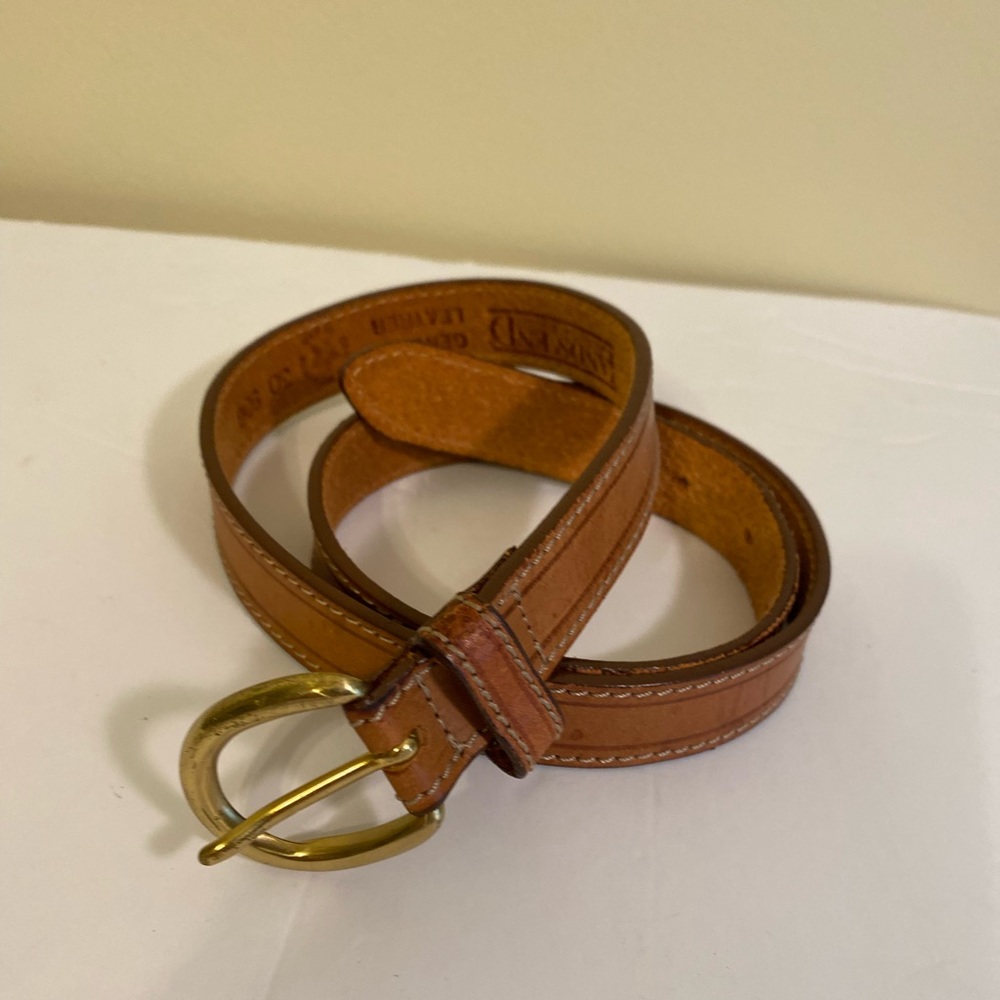 Lands End - Tan genuine leather 3/4”width belt w/brass buckle, 30 (fits 29”-33”)